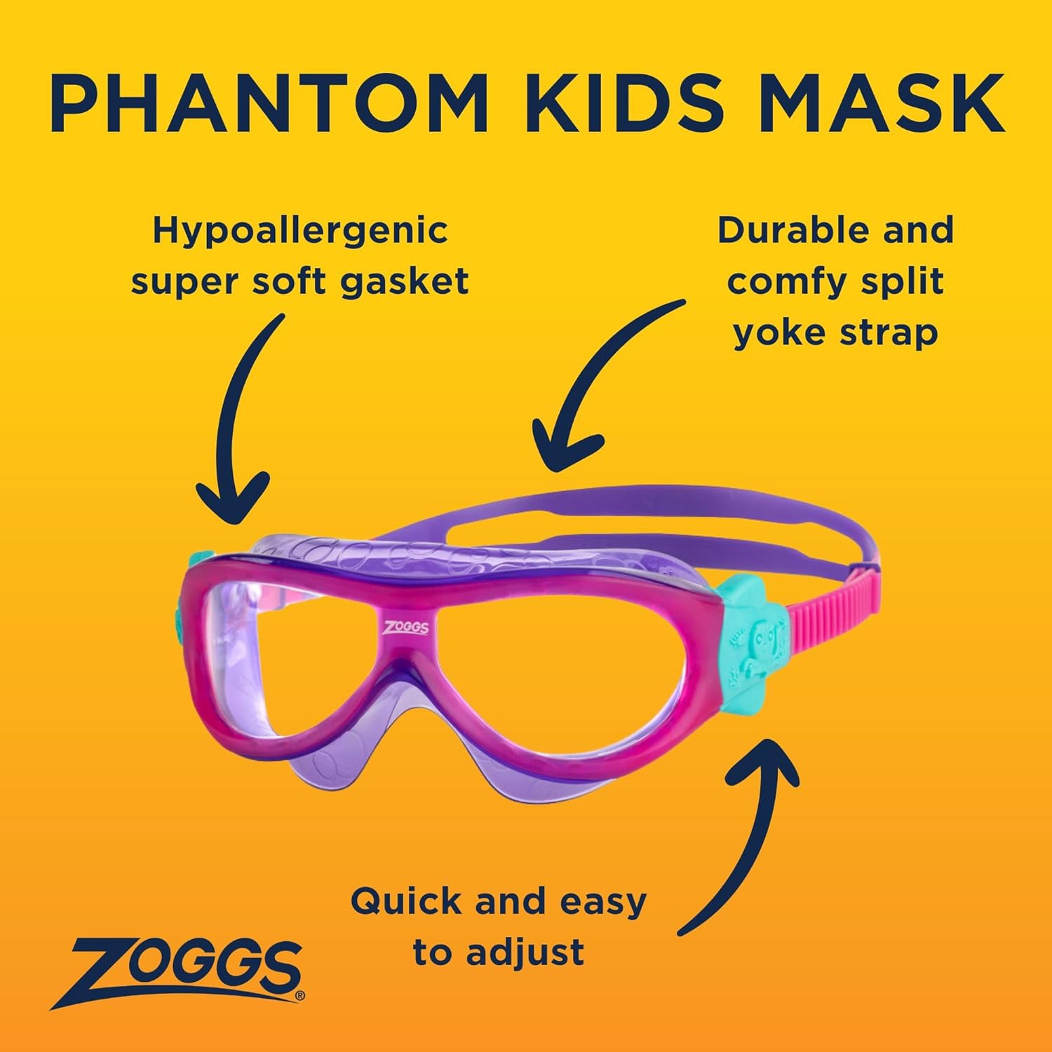 Thumbnail 1 de Zoggs Lunettes de natation Phantom Kids Mask — protection hypoallergénique et champ de vision à 180° pour les tout-petits
