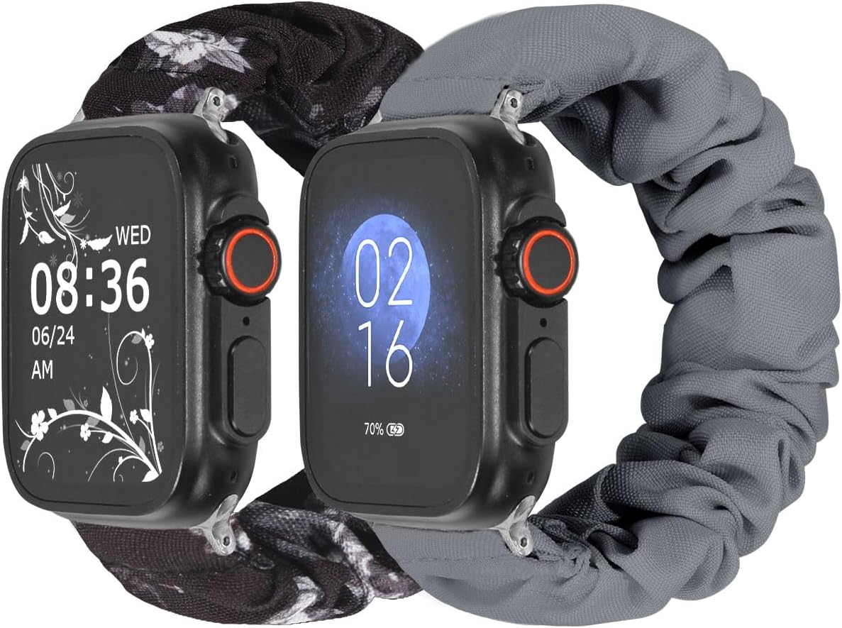 Thumbnail 6 de Meideli 2-pack Scrunchie Strap for Apple Watch (40/44mm, 41/45mm, 42/46mm) – Soft Printed Elastic Solo Loop