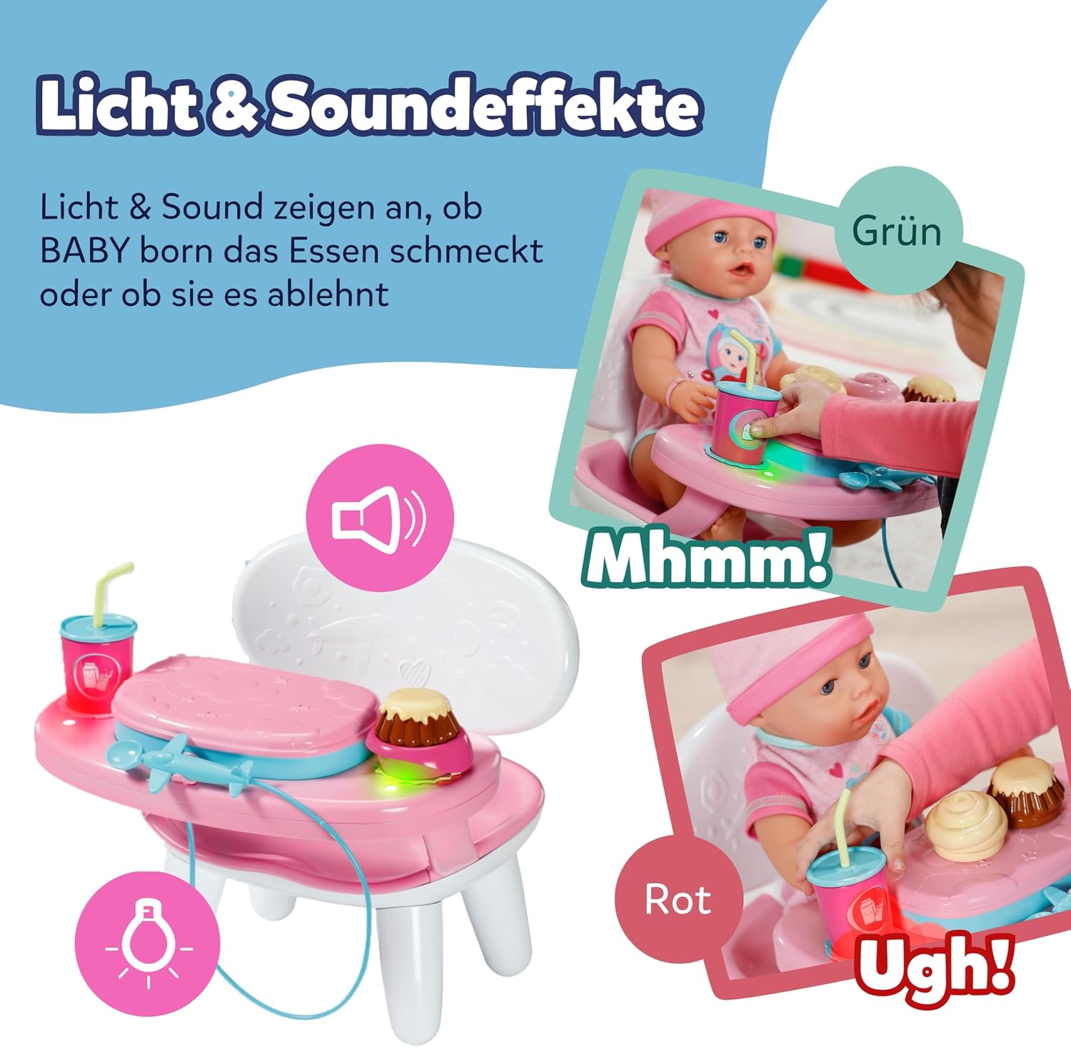 Detalle 2 de BABY born 840634 matbord för 43 cm dockor med ljus och ljud