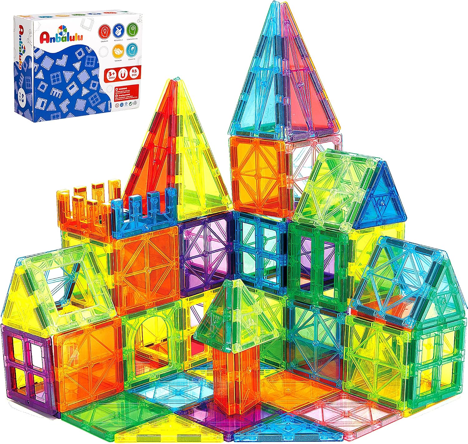 Detalle de Anbalulu 63PCS Magnetic Tiles for Kids 🧩
