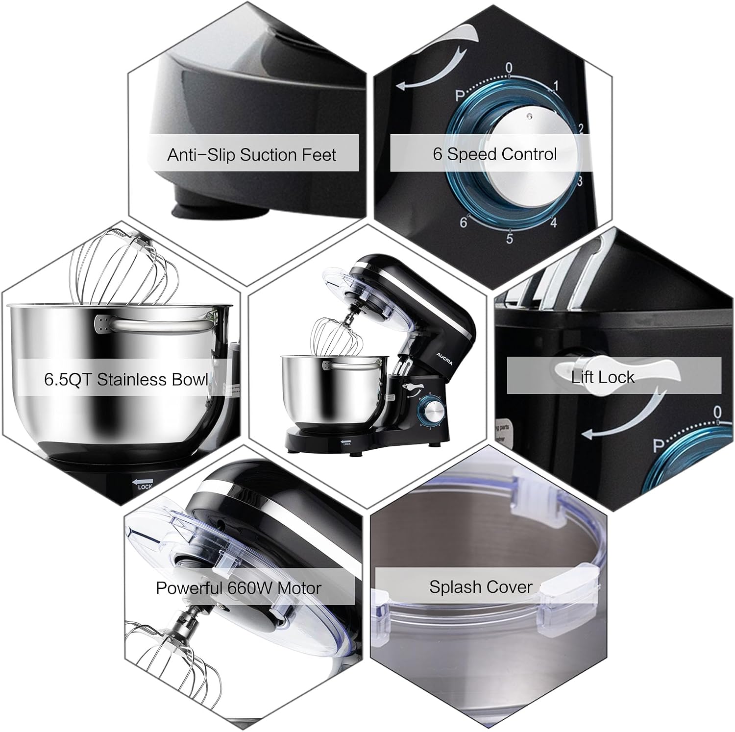Detalle de Aucma Stand Mixer 6.5-Quart