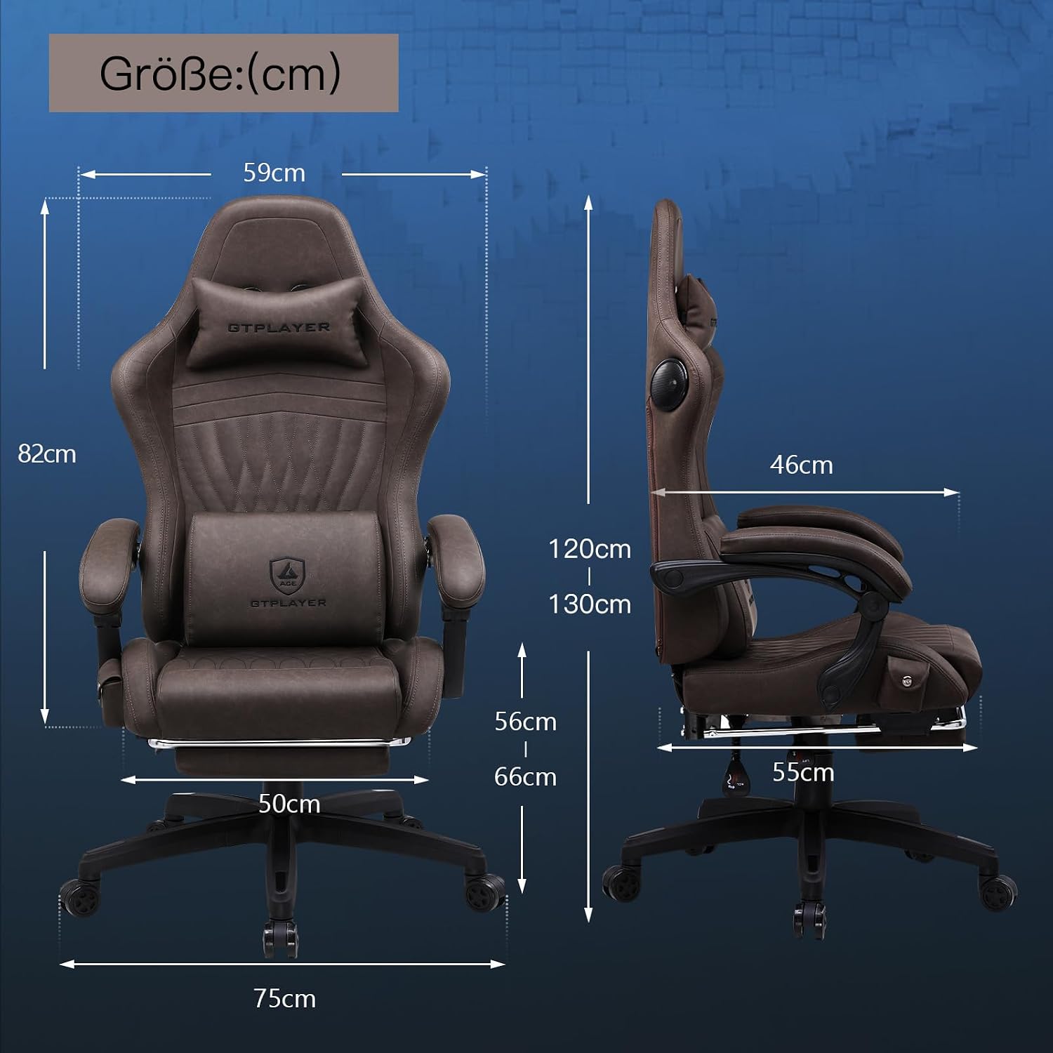 Detalle 2 de GTPLAYER ACE-PRO-IE Gaming Chair with Bluetooth Speakers and Footrest