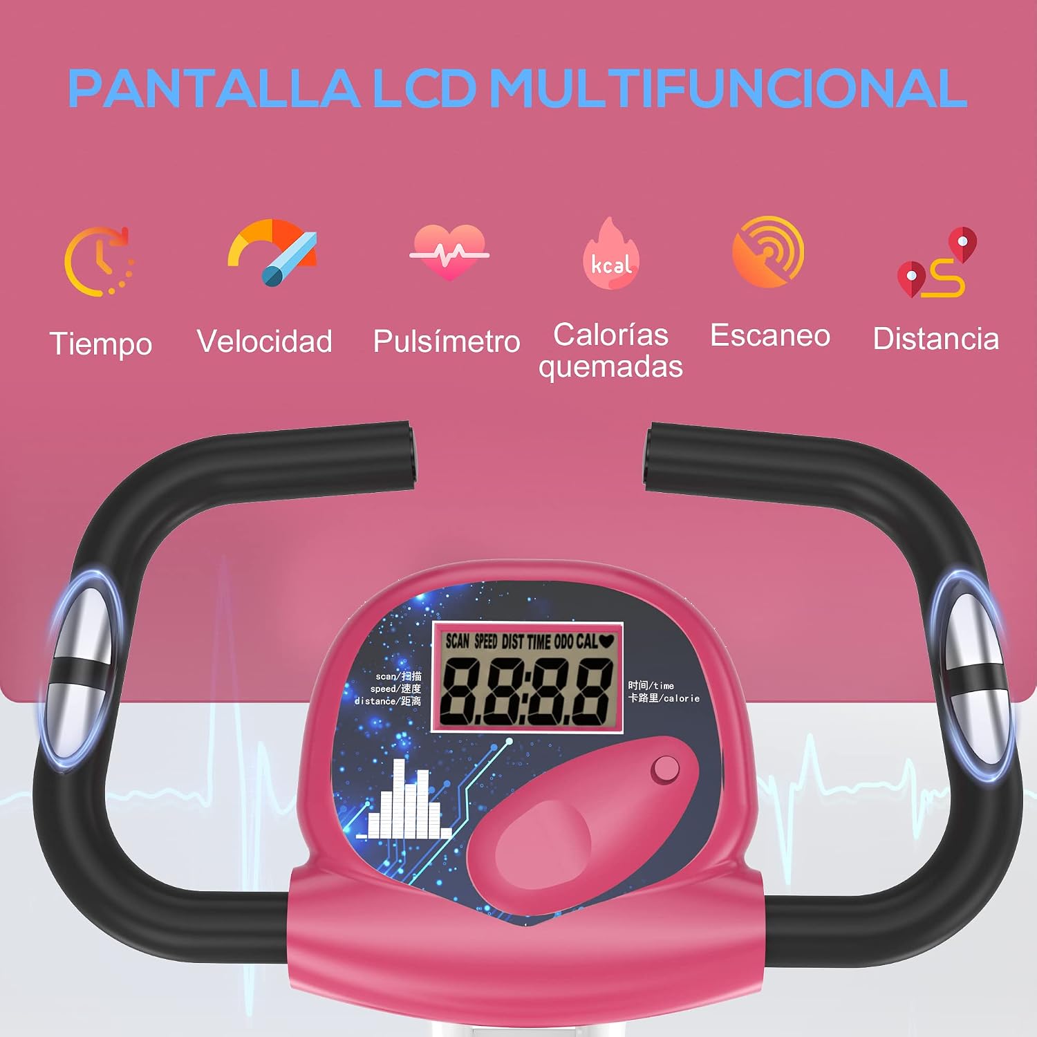 Detalle de HOMCOM Bicicleta Estática Plegable con Respaldo 110 kg