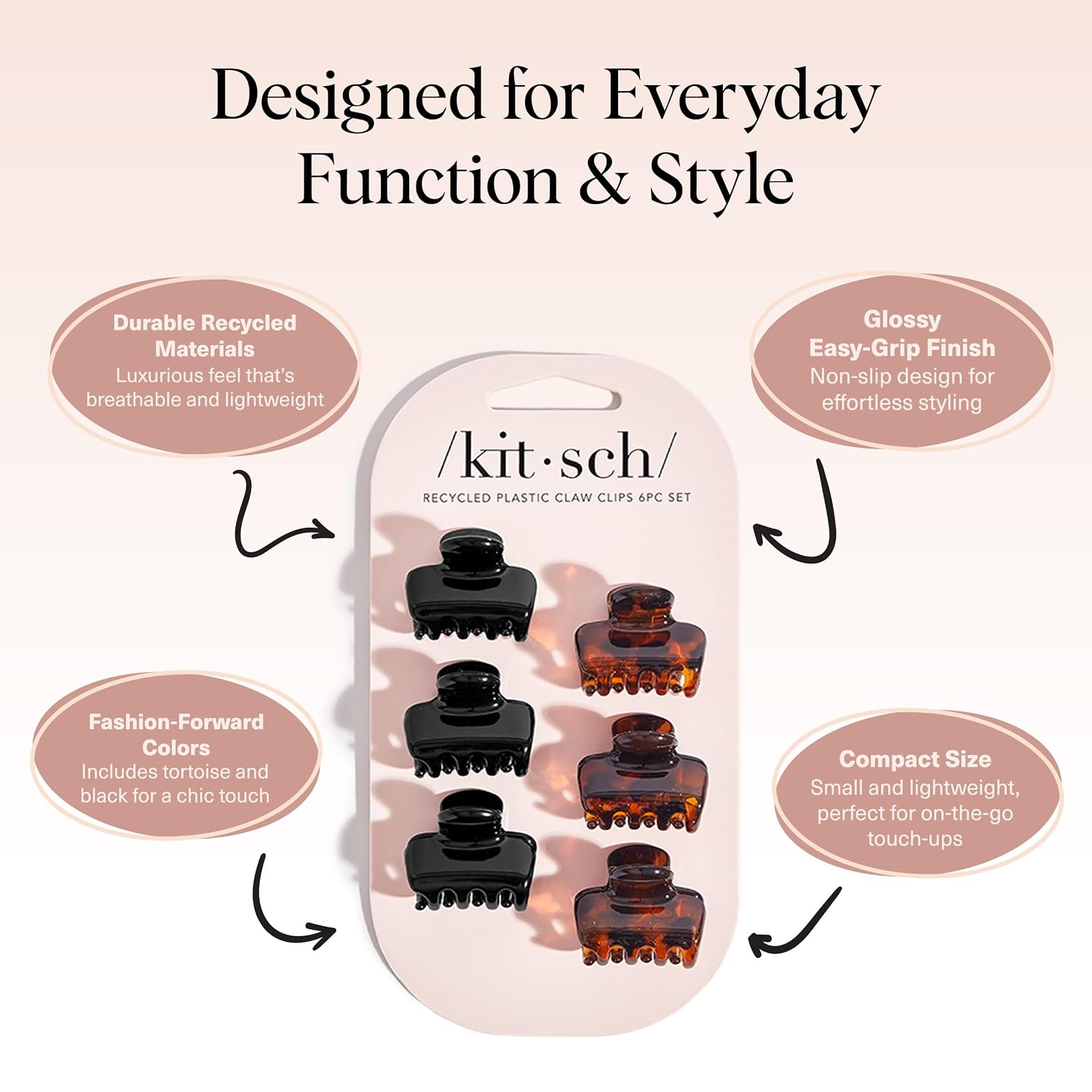 Detalle de Kitsch Small Hair Clips for Women - Stays In Place Without Pulling or Snagging (6 Pcs)