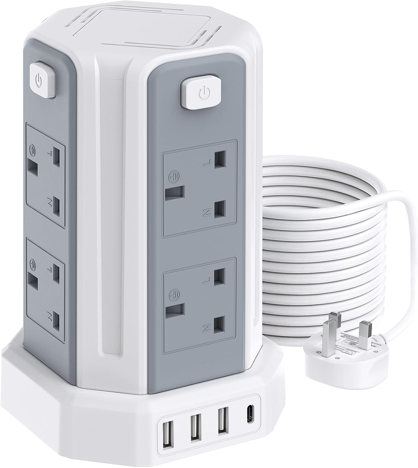 Detalle de Tower Extension Lead 5M 8 AC 4 USB 🔌