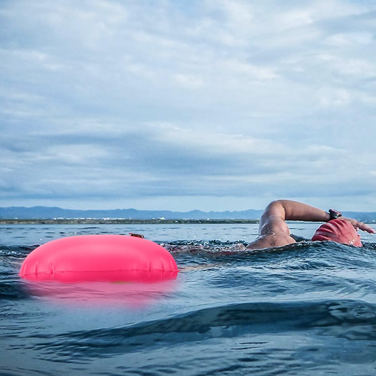 Detalle de LUXHEIM 2er‑Pack Schleppschwimmer für Offenes Wasser – Leuchtende Sichtbarkeit, verstellbarer Gürtel, wasserdicht