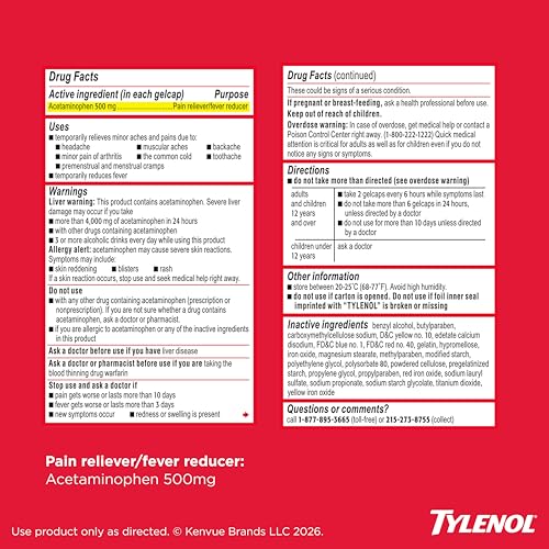 Thumbnail 7 de Tylenol Extra Strength Rapid Release Gelcaps, 500 mg – 100 Ct