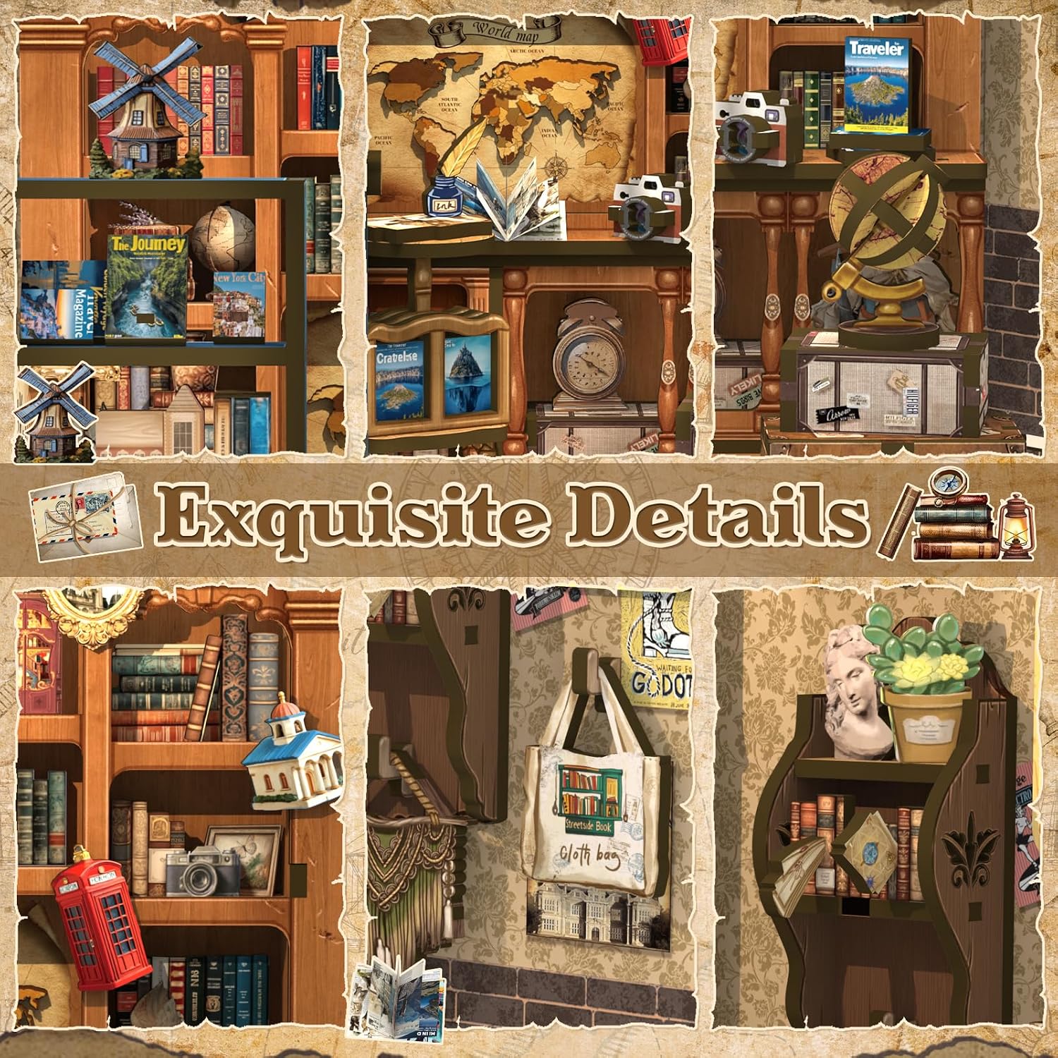 Thumbnail 6 de CUTEBEE Book Nook Kit Journey Trace Bookshop