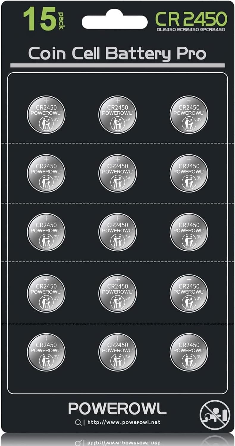 Detalle de POWEROWL CR2450 3V Lithium Coin Cell Batteries, 15-Pack