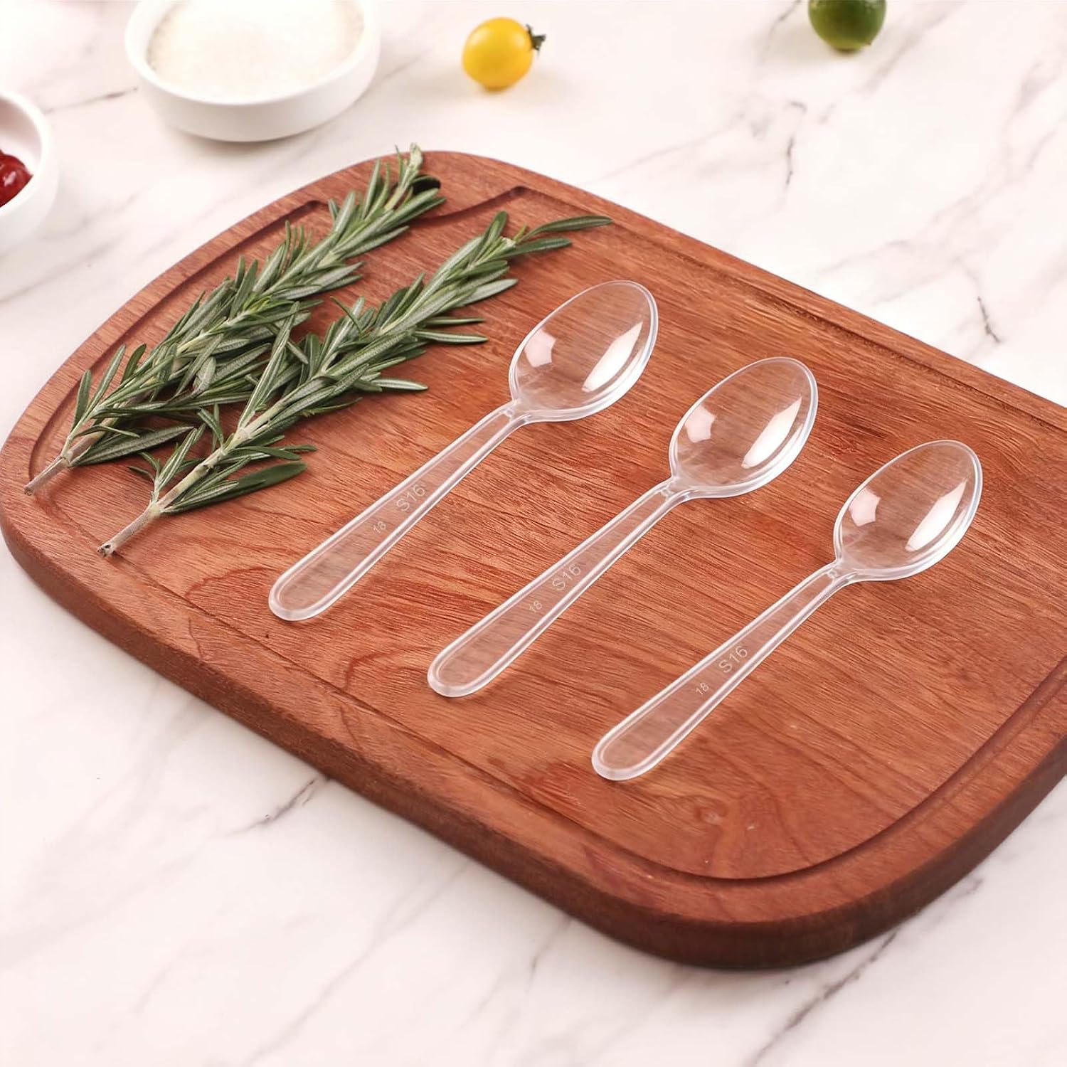 Thumbnail 2 de Clawsoff 400 Count Clear Plastic Spoons: Heavy-Duty, BPA-Free Disposable Utensils