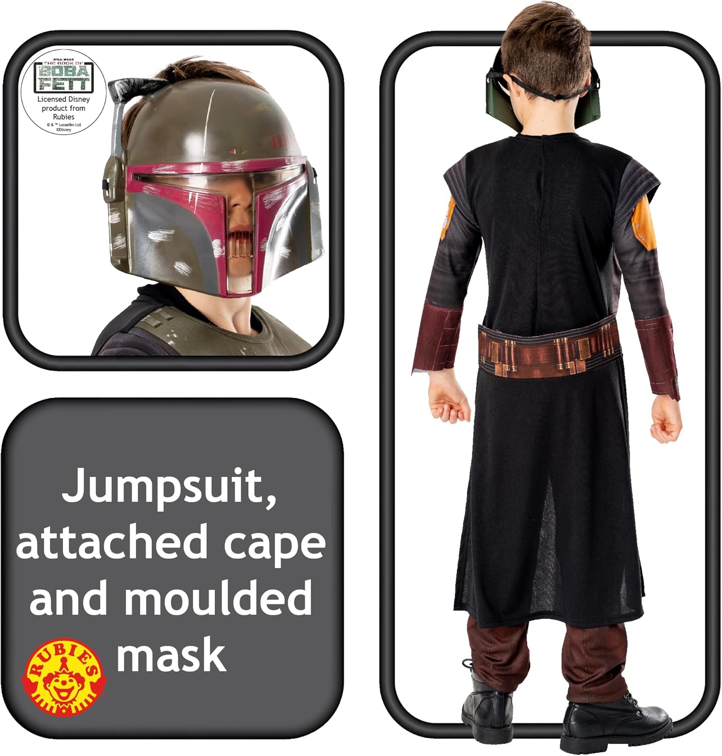 Thumbnail 2 de Rubies Costume Boba Fett Deluxe per ragazzi – Tuta, mantello e maschera con stampa 3D, Licenza Star Wars