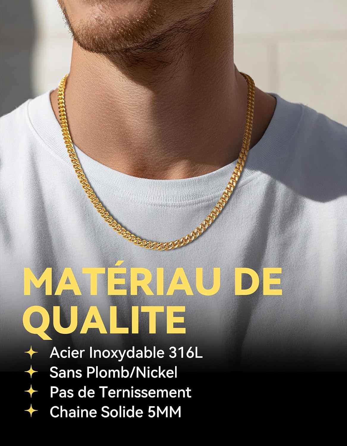 Detalle 2 de ChainsHouse Collier Chaine Homme 46 cm