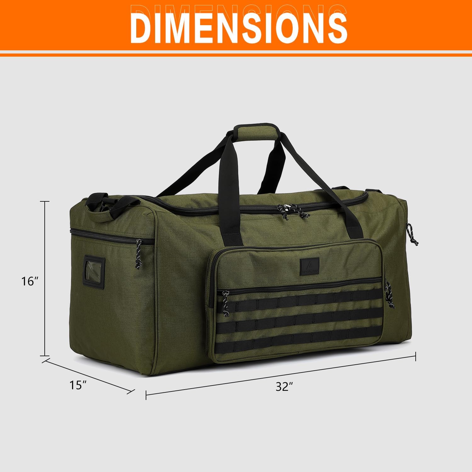 Detalle de Tonruyn 115L Extra Large Gym Duffle Bag, 125L Listed Capacity, MOLLE Webbing