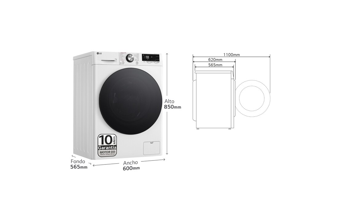 Thumbnail 1 de LG F4WR7011AGW Lavadora inteligente 11 kg, 1.400 rpm