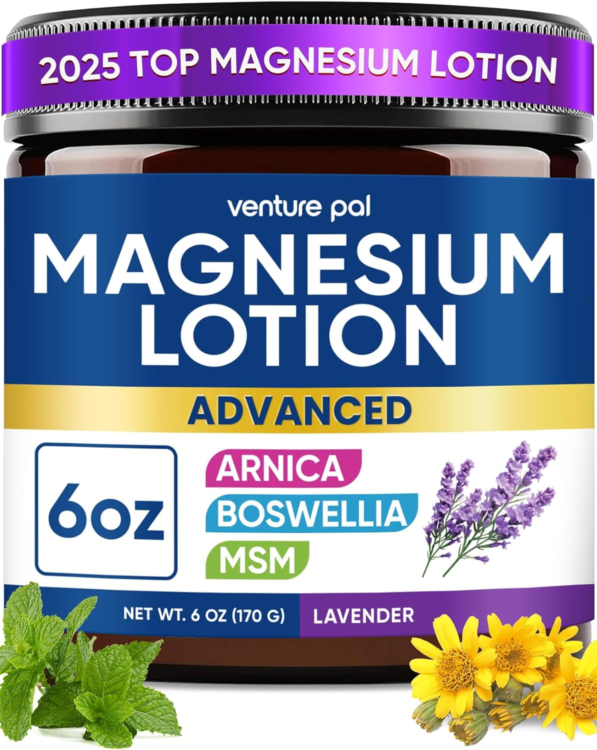 Detalle 2 de Venture Pal Magnesium Lotion with Arnica, MSM & Boswellia – Cooling Magnesium Cream for Legs & Feet (6 fl oz)