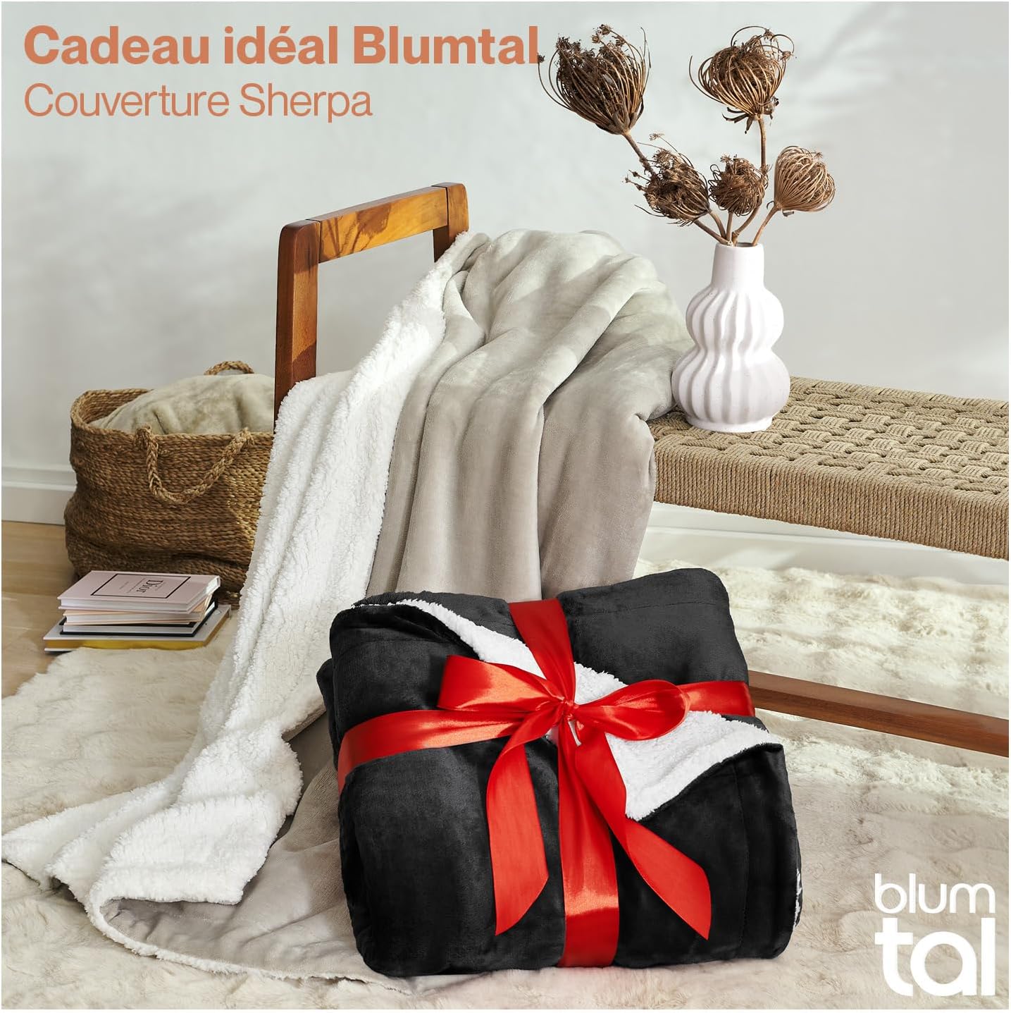 Thumbnail 5 de Blumtal Plaid polaire Sherpa 230 x 270 cm en anthracite certifié Oeko-TEX