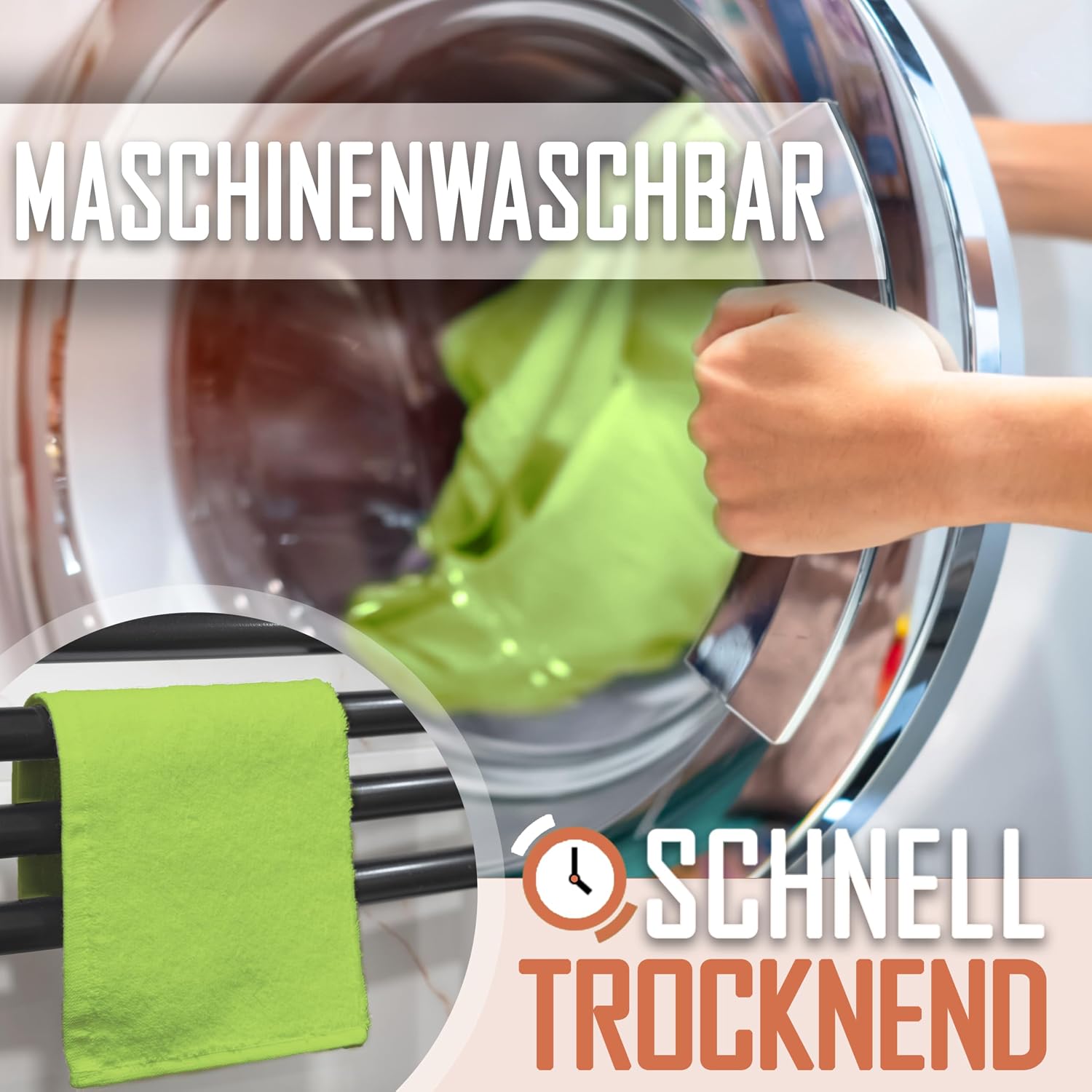 Thumbnail 4 de NatureMark NM-TWL-500-AG-33 washandjes, 10 stuks, 100% katoen, appelgroen