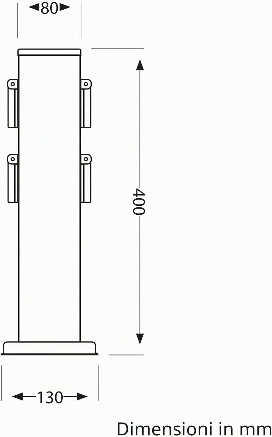Thumbnail 5 de POLLY: Presa da giardino a colonna per esterni 4 vie, IP44, acciaio inox nera, angolare, 40 cm
