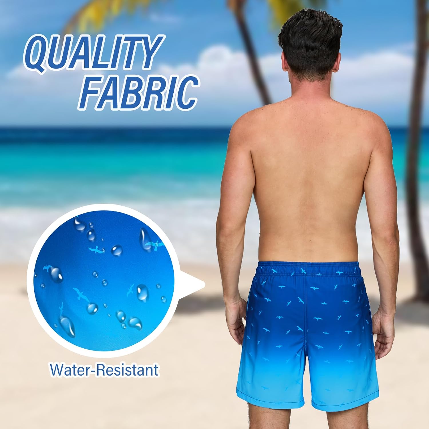 Detalle de Vorvowry Costume da Uomo per Mare e Fitness: calzoncini impermeabili e asciugatura rapida con tasche