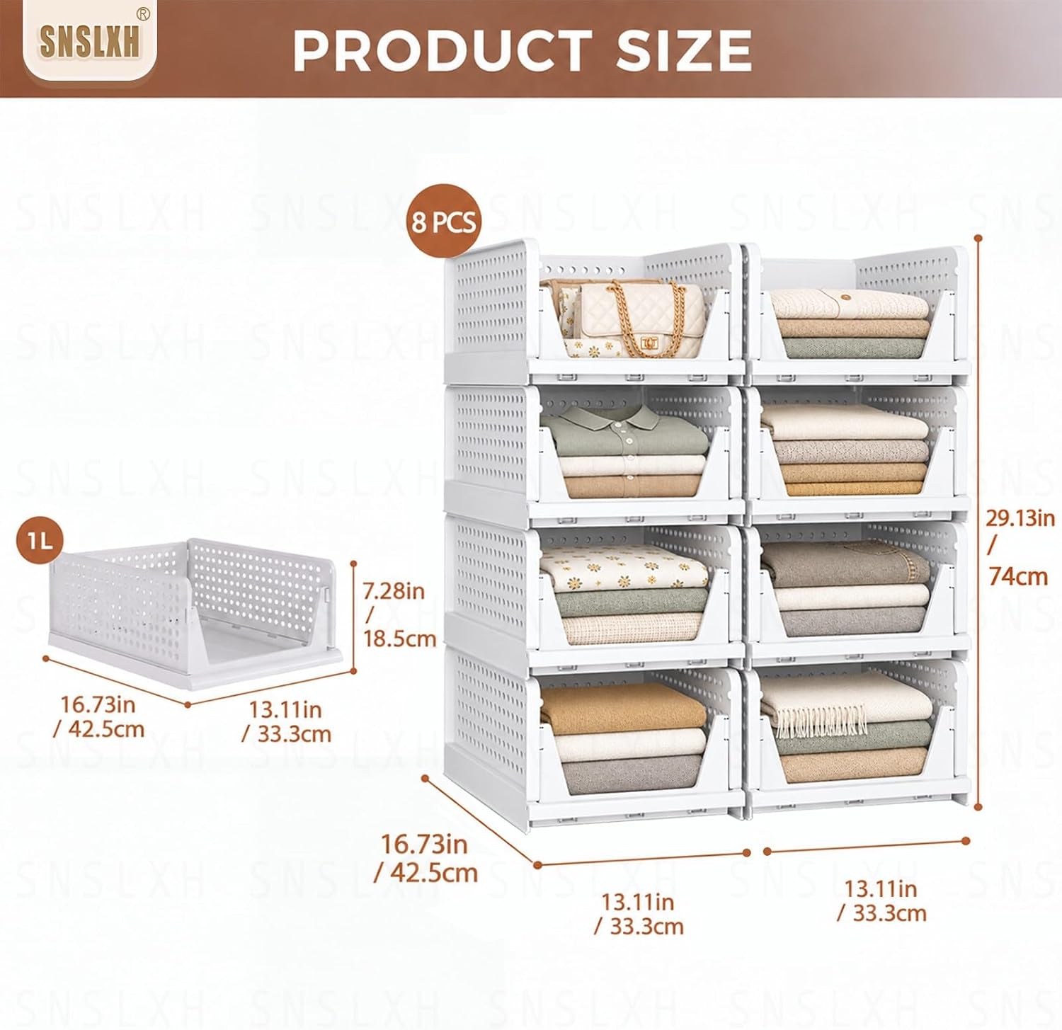 Detalle de Stackable Closet Storage Bins, 16.73-Inch
