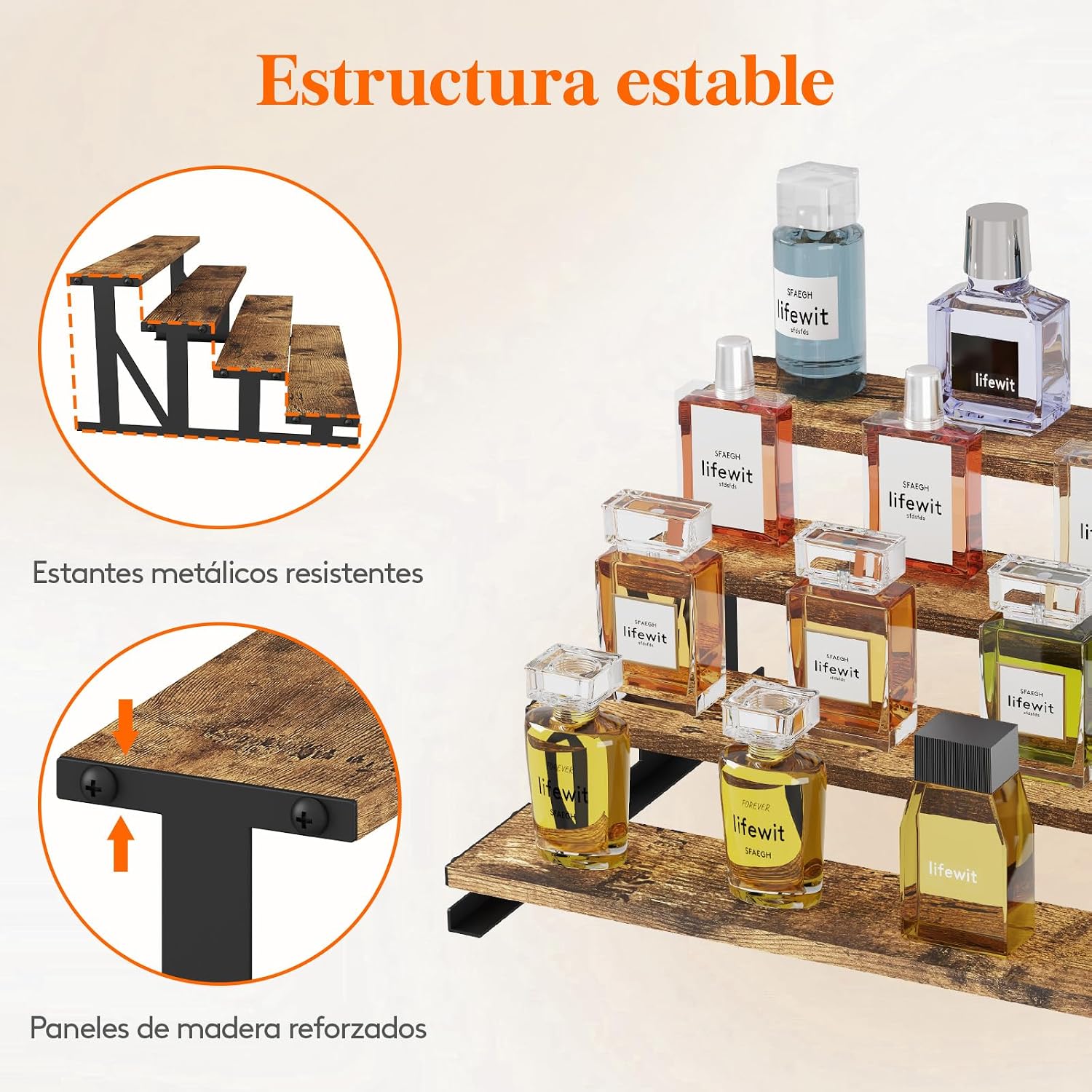 Thumbnail 3 de Lifewit Expositor de Madera con Soporte Metálico