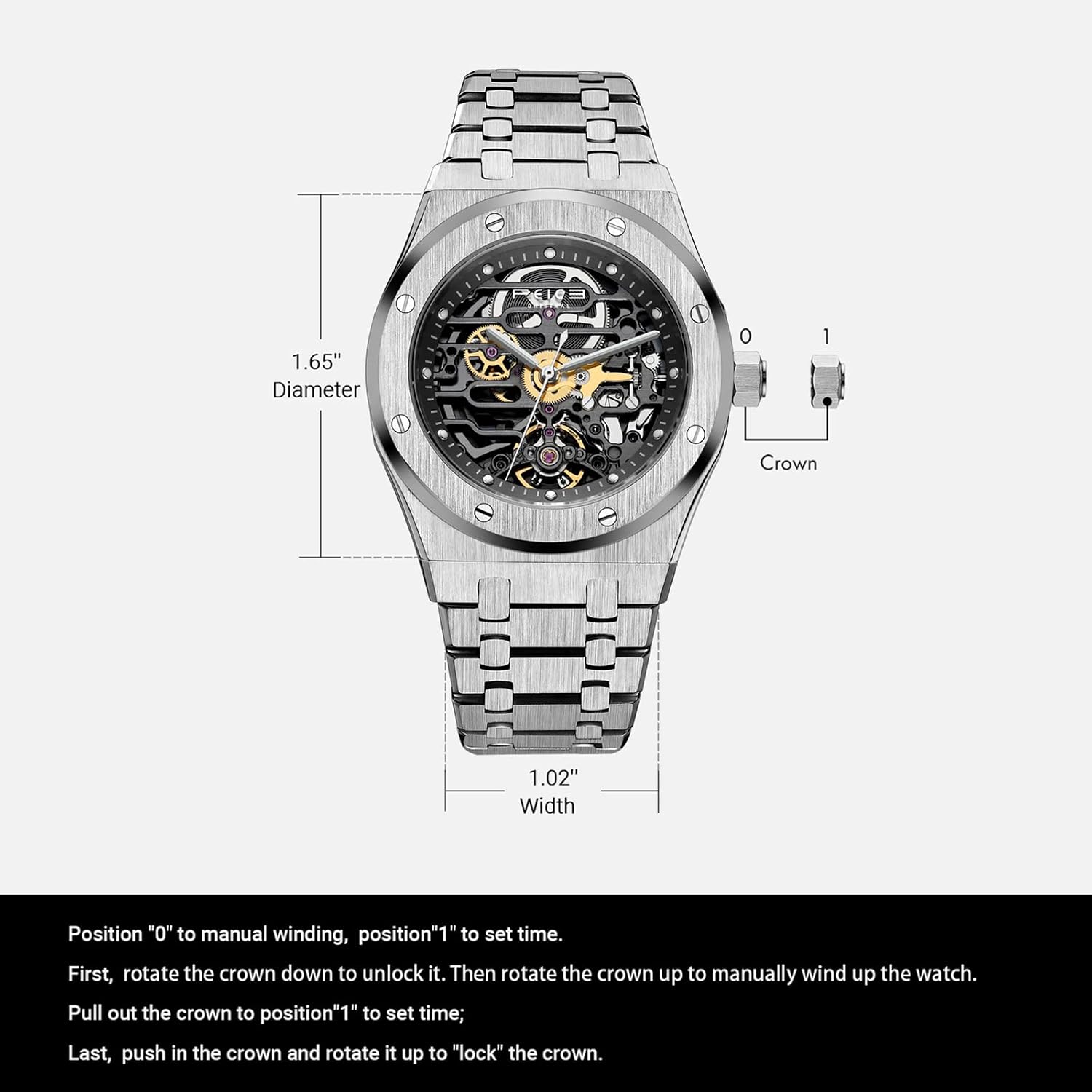 Thumbnail 6 de FEICE Montre Mécanique Automatique Homme 42 mm Squelette