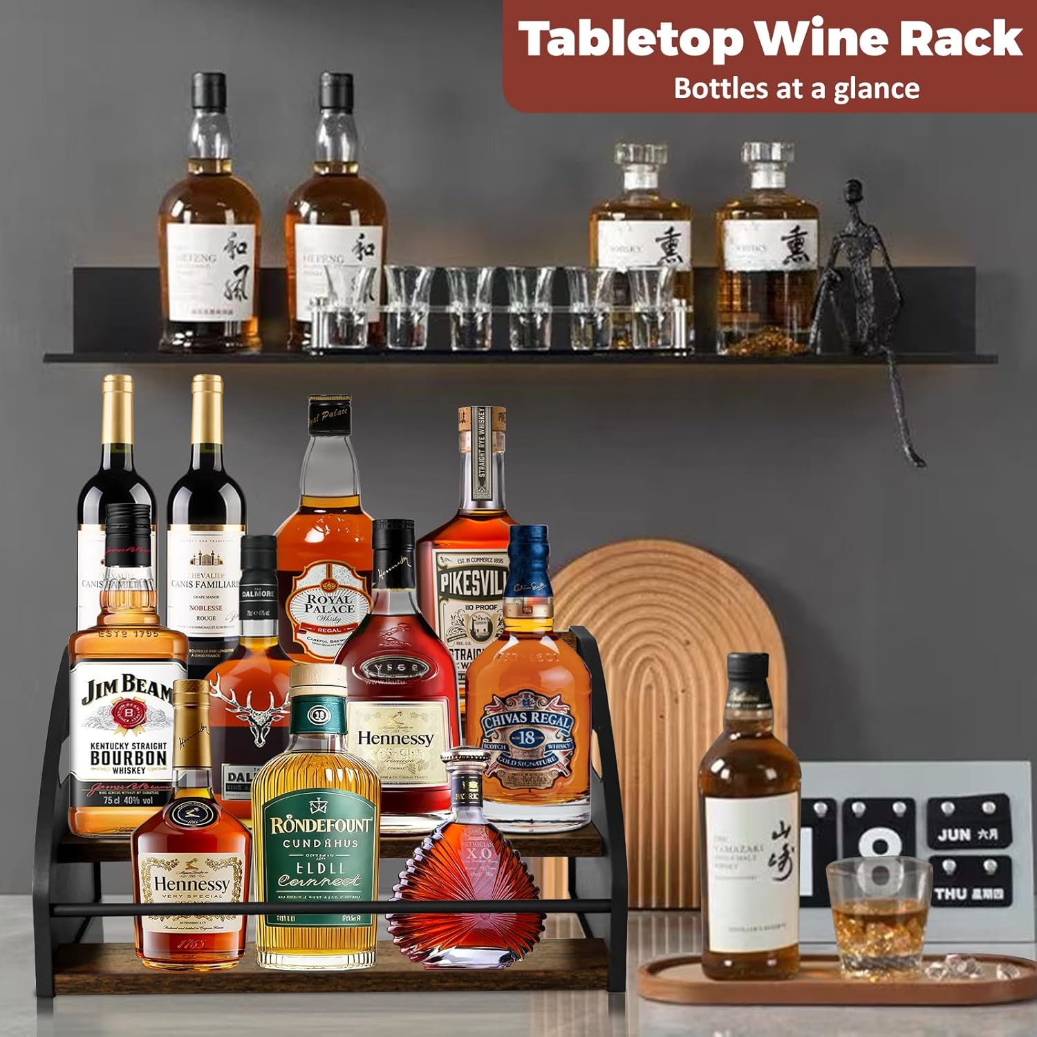 Thumbnail 2 de STAEVER 3-Tier Liquor Bottle Display Shelf 12-bottle