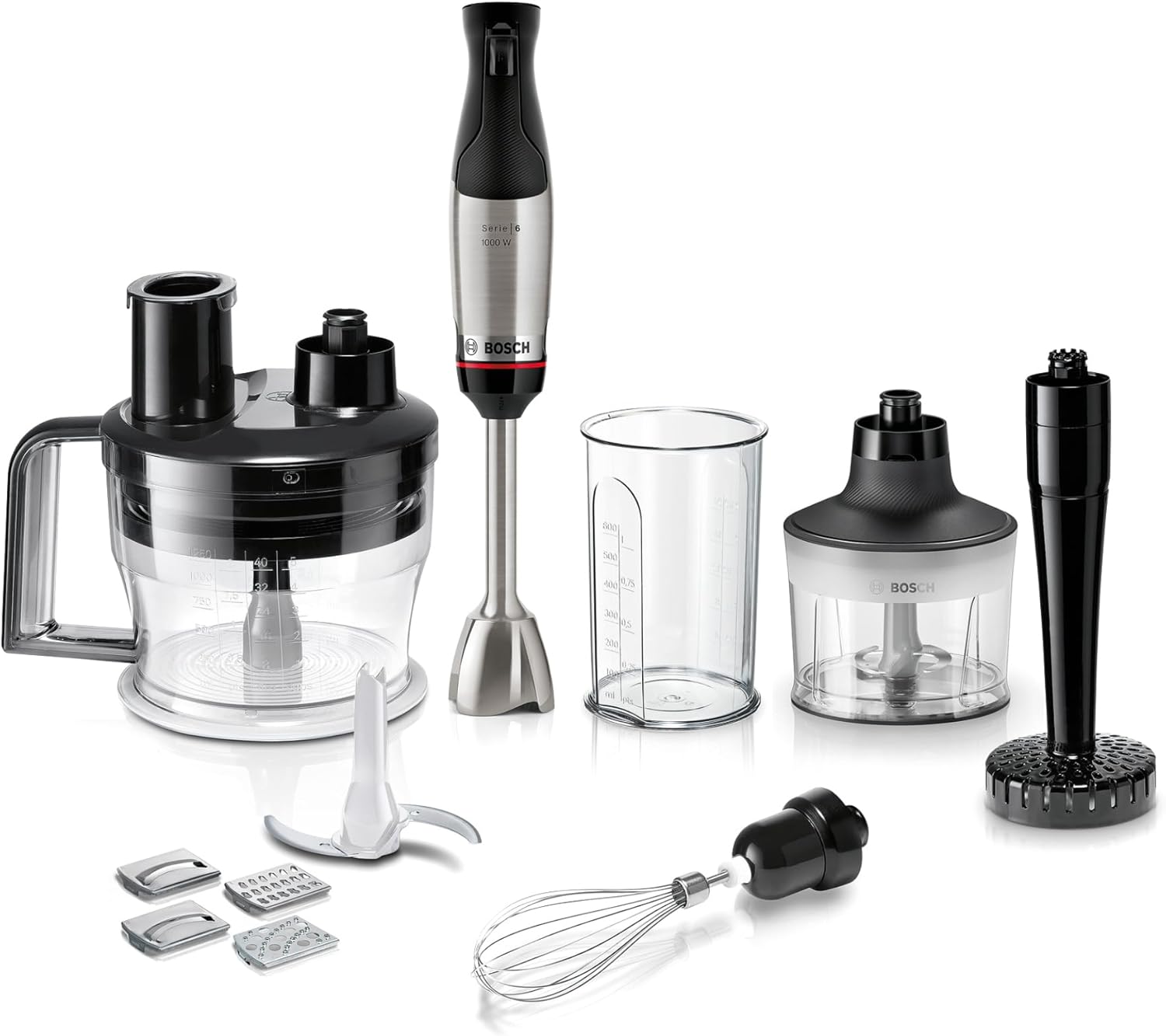 Detalle de Bosch Stabmixer ErgoMaster Serie 6 MSM6M673 (1.000 W) – einhändig, 4 Edelstahl-Klingen, Keramik-Kupplung