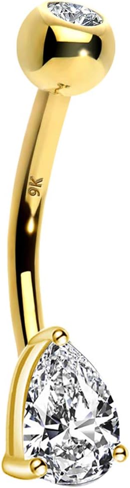 OUFER Piercing nombril 9K Or Zircone 10 mm