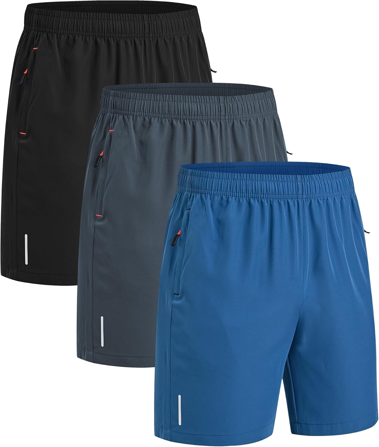 Thumbnail 5 de kuzwufs 3er Pack Sporthosen Herren – Kurze Sommer Jogginghosen mit Reißverschluss-Taschen