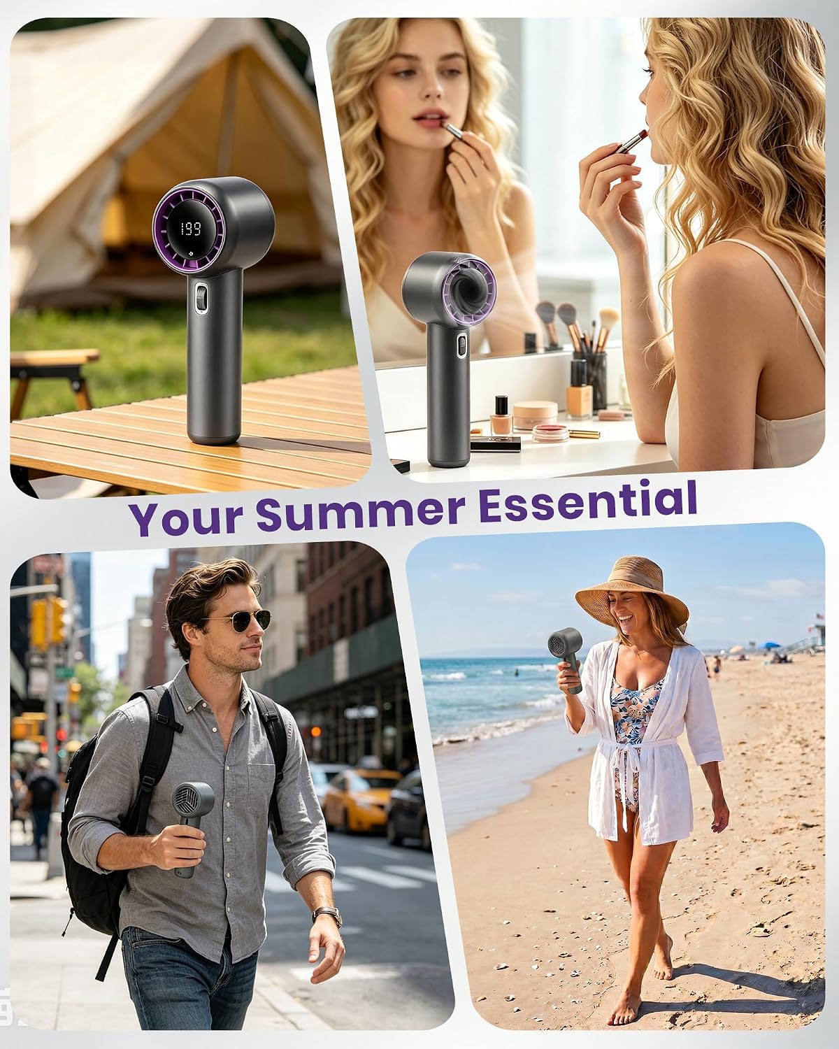 Thumbnail 6 de Portable Handheld Fan 5000mAh (GF02 Grey) — Compact Turbo Personal Fan with 199 Speeds and LED Display