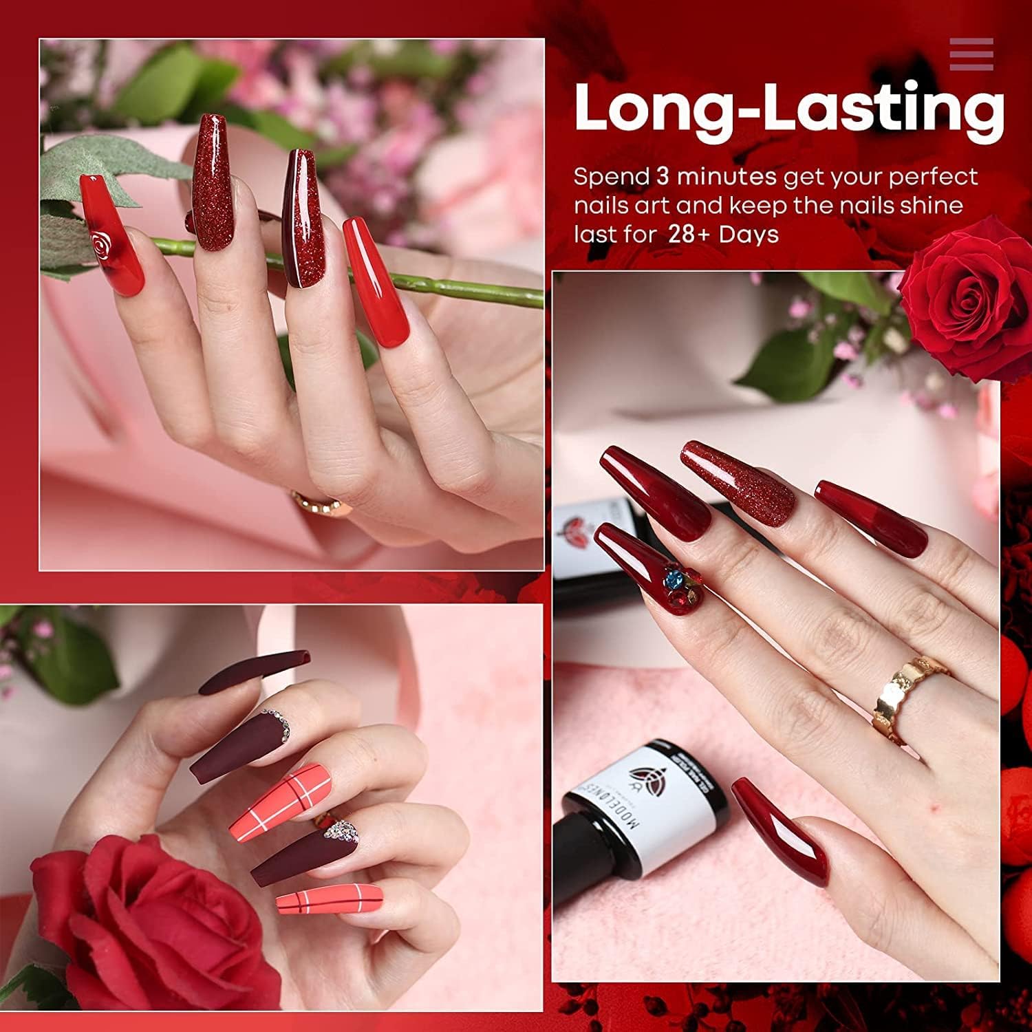 Thumbnail 1 de Modelones Vernis Semi Permanent UV “Série Rouge” – coffret de 6 couleurs