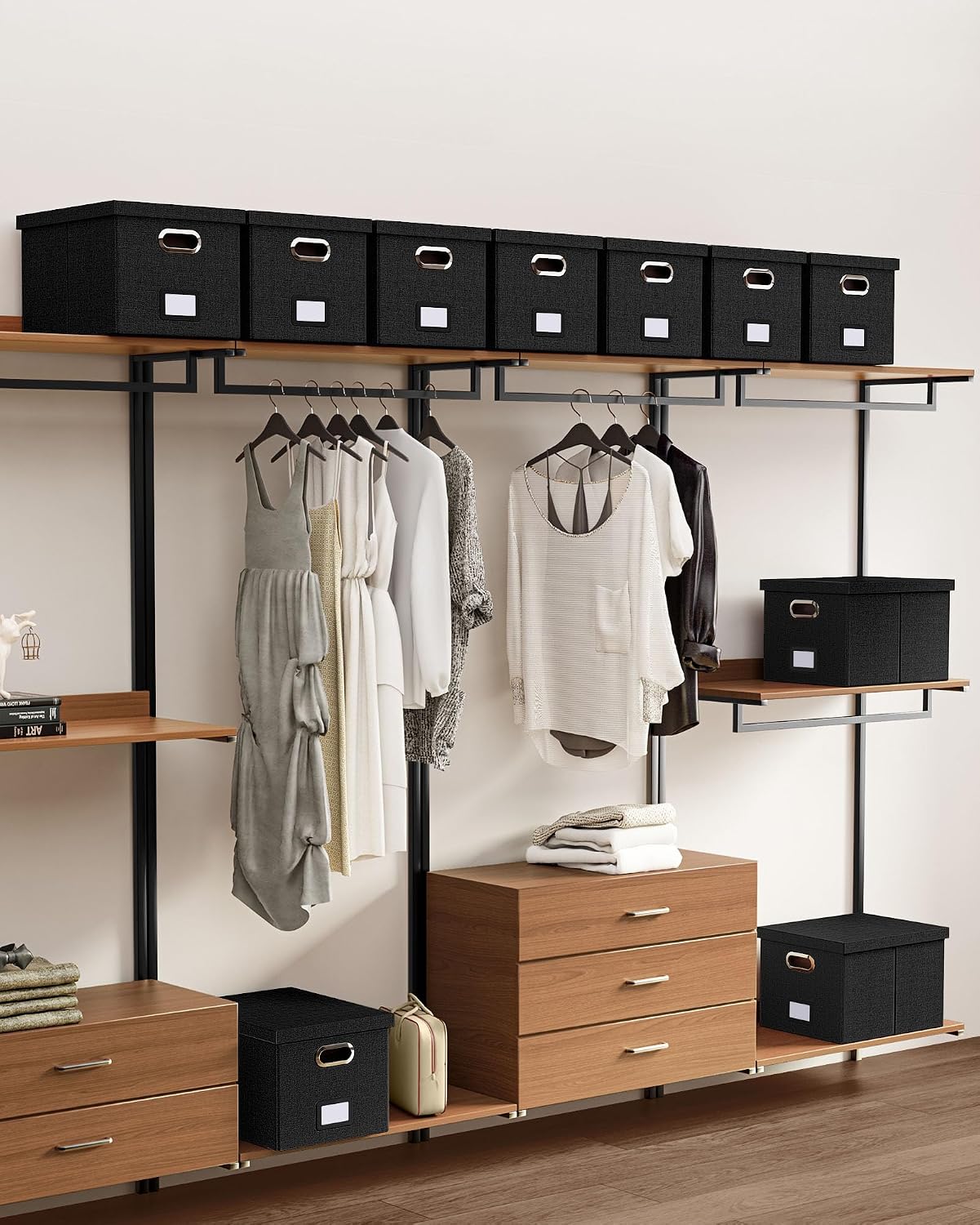 Thumbnail 6 de Oterri AM03118 File Organizer, Foldable Black Linen Box for Letter and Legal Files