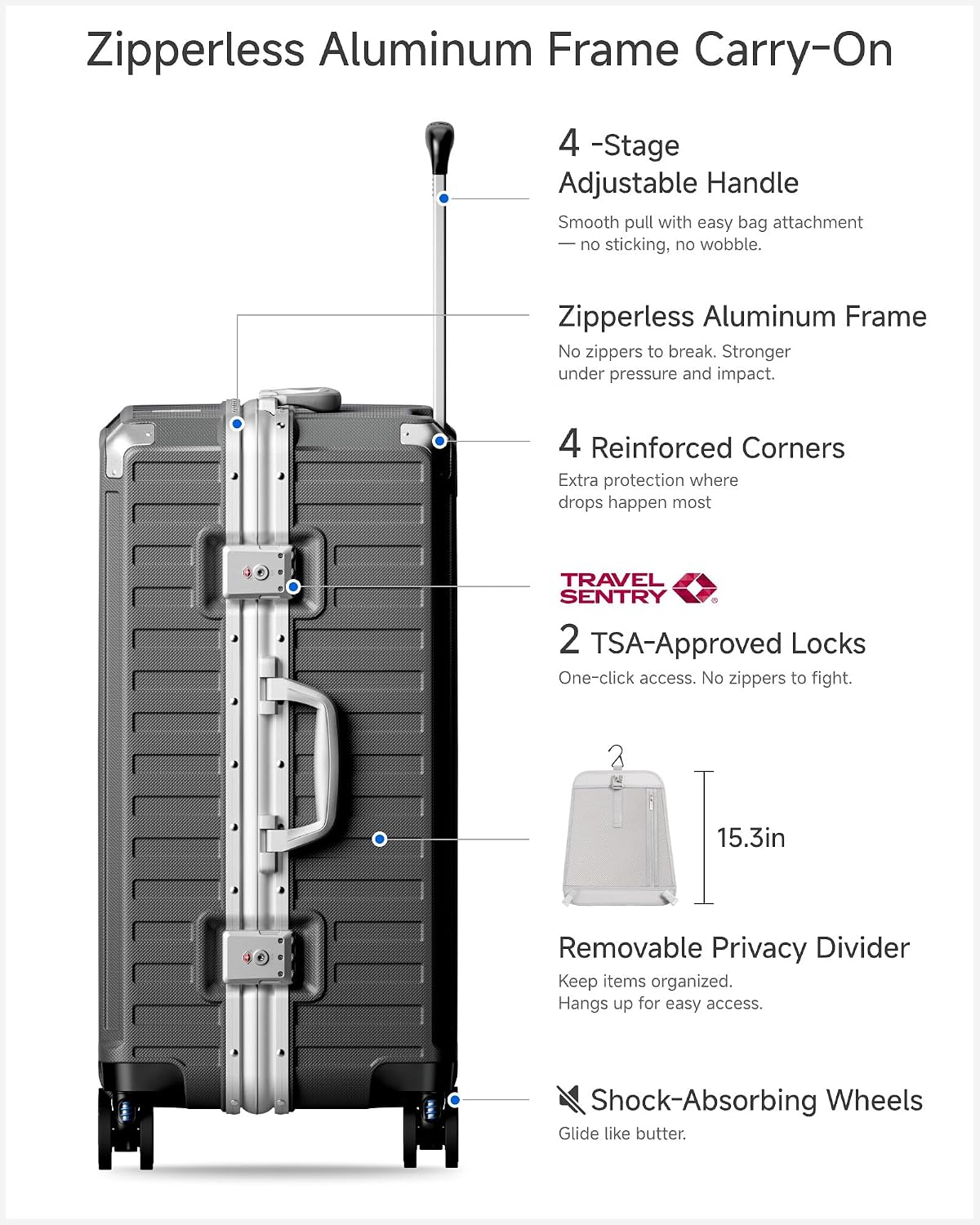 Detalle 1 de LUGGEX ZX-Core 24-Inch Zipperless Checked Suitcase, 75L, 100% PC Shell