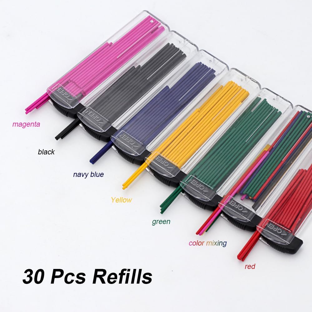 Thumbnail 2 de MROOFUL 1.3mm 色シャープペンシル芯 6色セット、150本入り・収納チューブ5本（ブルー）