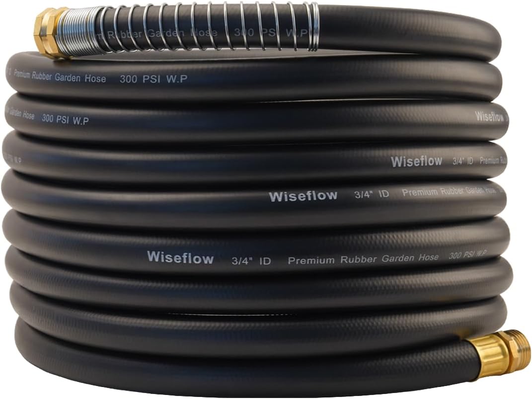 Detalle de Wiseflow 25 ft Garden Hose, 3/4-Inch Heavy-Duty Rubber, 5-Layer Braid