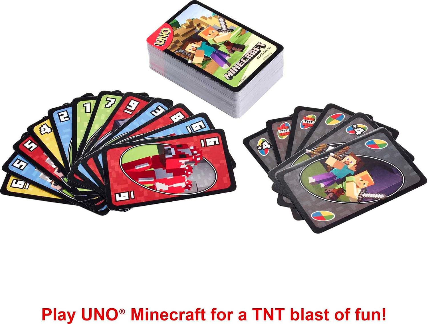Detalle 2 de Mattel Games UNO Minecraft Card Game with Storage Tin (Ages 7+)