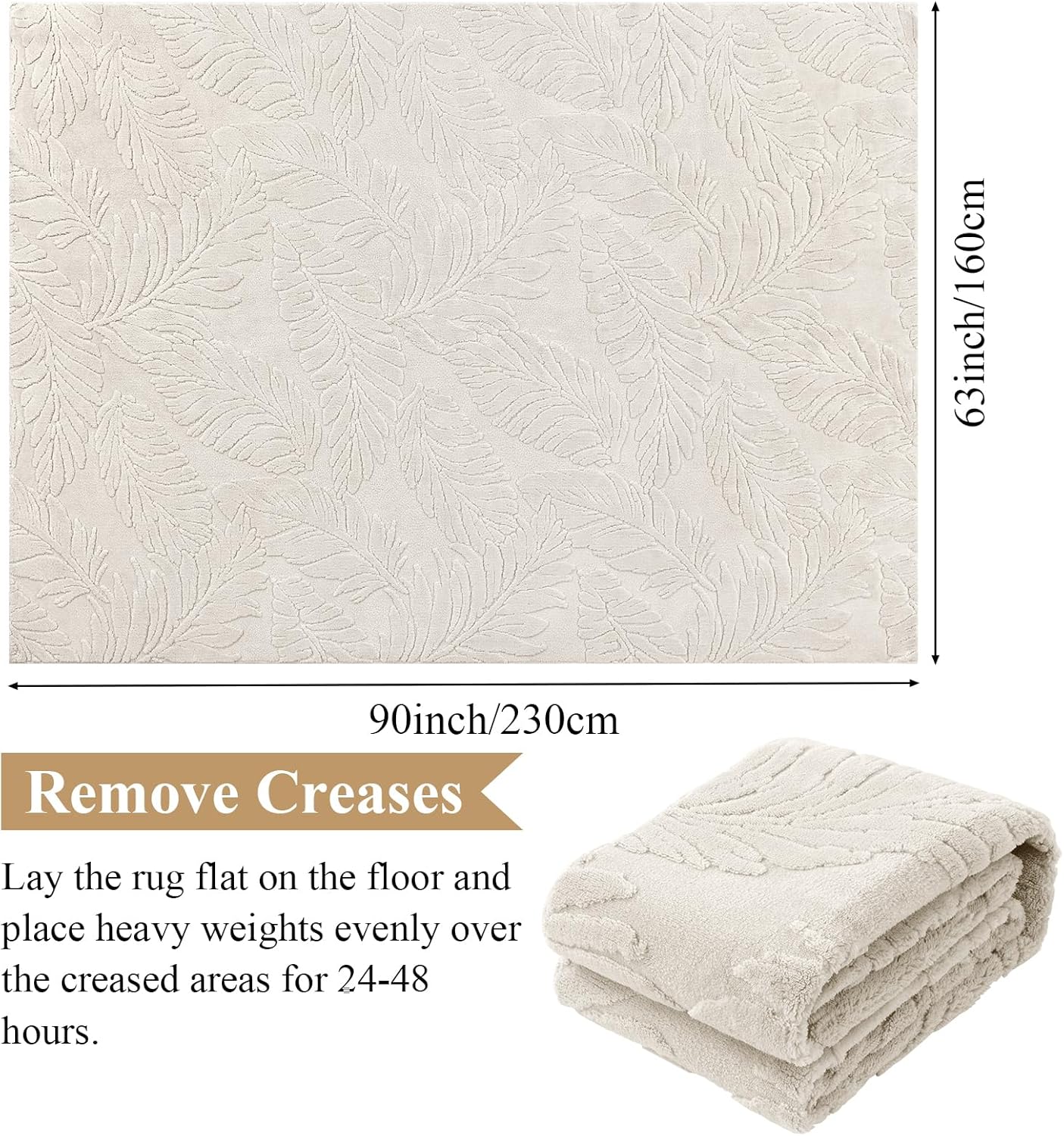 Thumbnail 1 de Enyhom Rugs Living Room Large 160x230 cm — Beige Washable Non Slip Pile Area Rug
