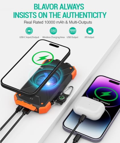 Thumbnail 4 de BLAVOR 10,000mAh Solar Power Bank with 20W USB-C Fast Charging and Dual Flashlights