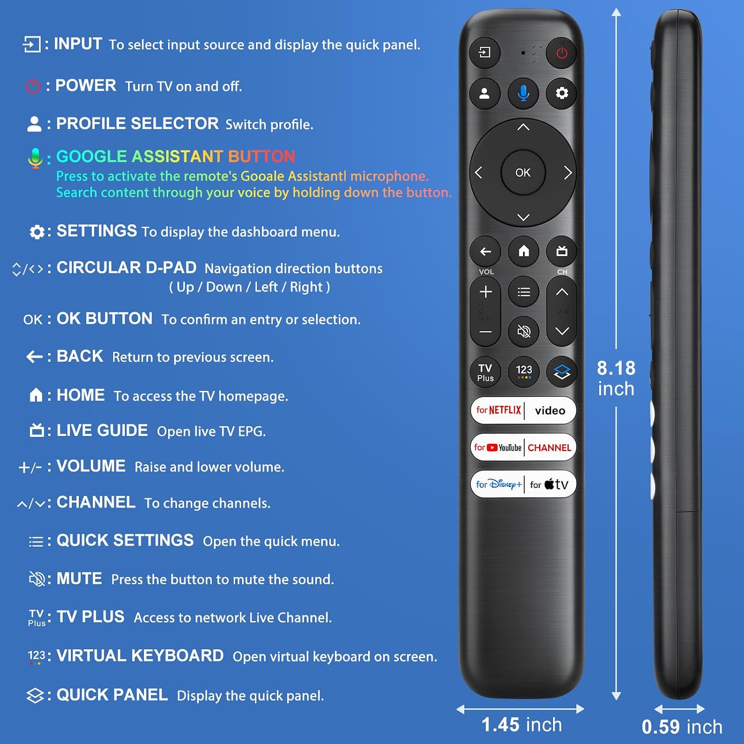 Thumbnail 6 de Voice Remote for TCL Google TV: Replacement with Enhanced Voice Recognition