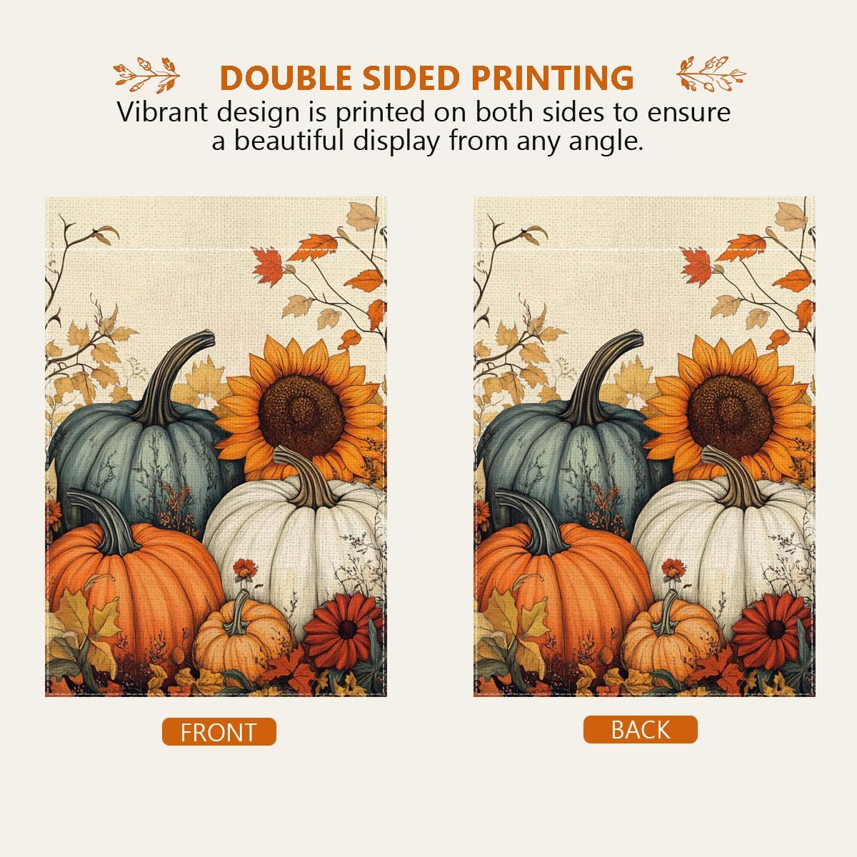 Detalle de Hsrvivi CN Fall Garden Flag, Double-Sided 12 x 18 Inch Pumpkin Design