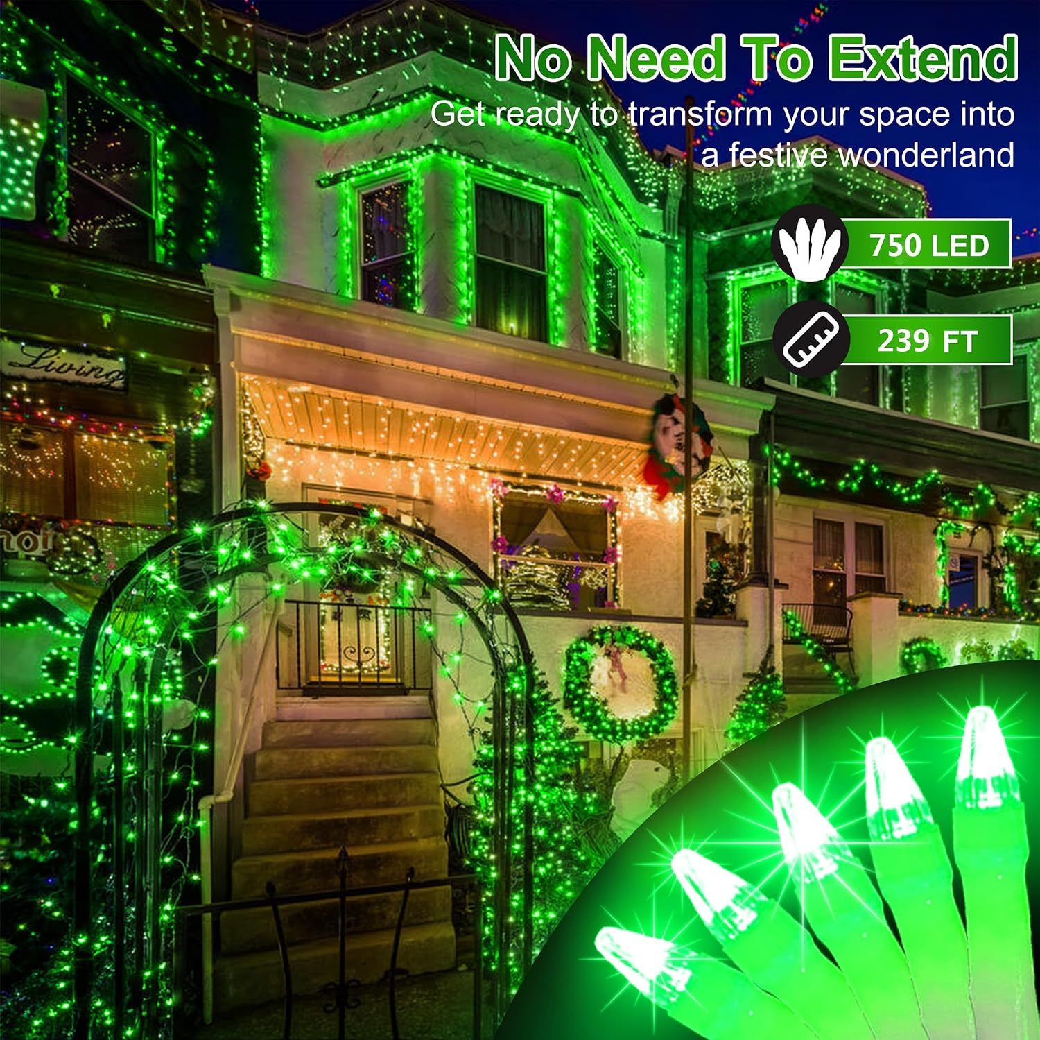 Thumbnail 6 de HRANBOTY HS-750L Green LED String Lights, 239 ft, 750 LEDs, 12 Modes