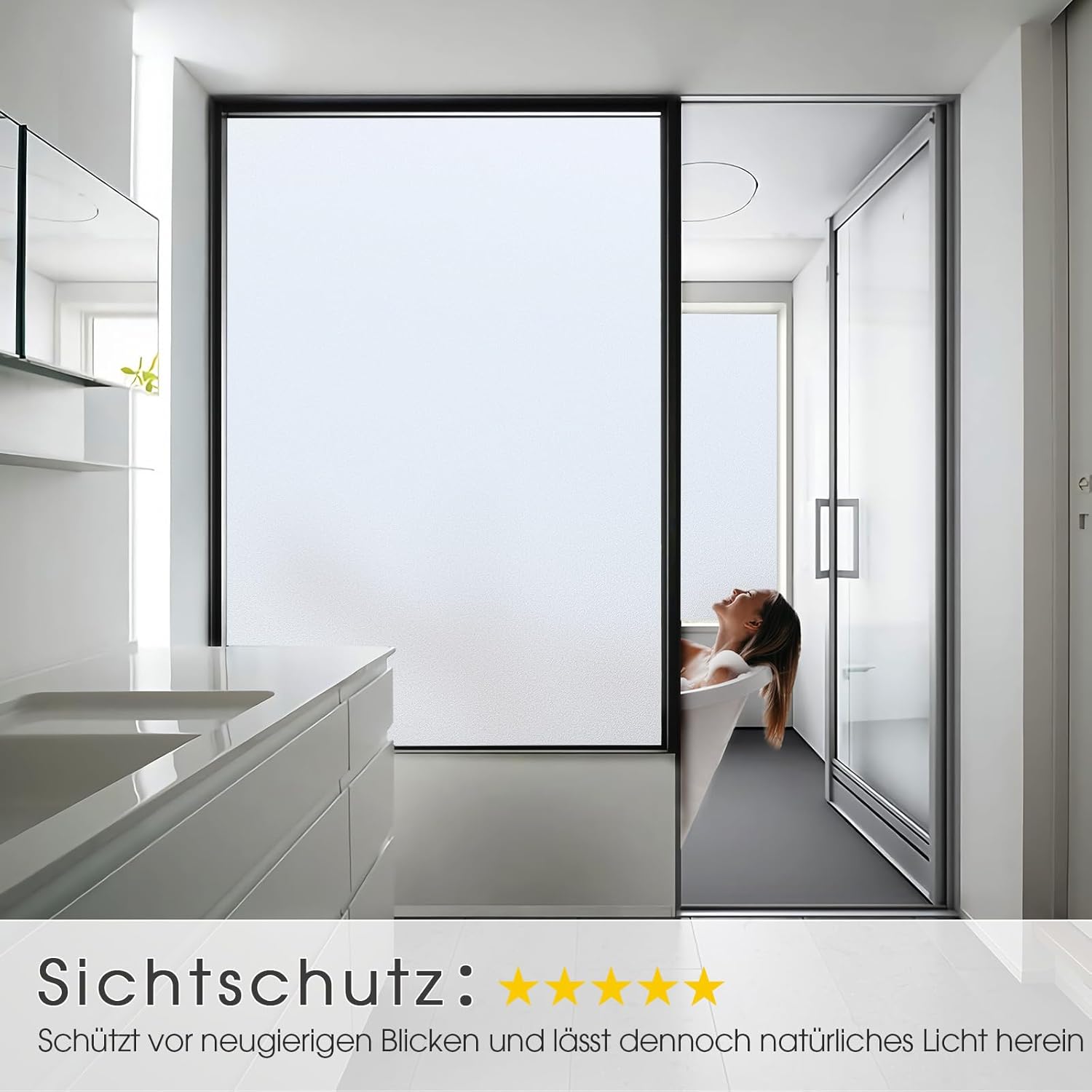 Detalle 2 de Lifetree Fensterfolie Blickdicht Milchglasfolie 44,5 x 200 cm