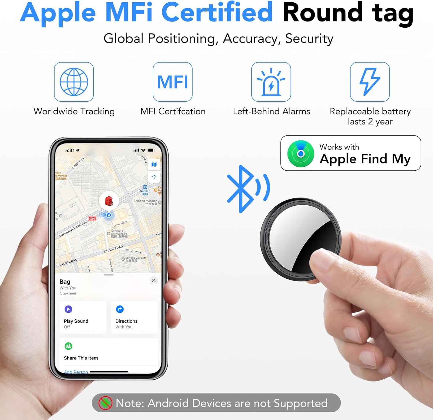 Thumbnail 1 de Smart Air Traceur Tag Lot de 4 – localisateur Apple Find My, IP68, 100 dB, batterie remplaçable