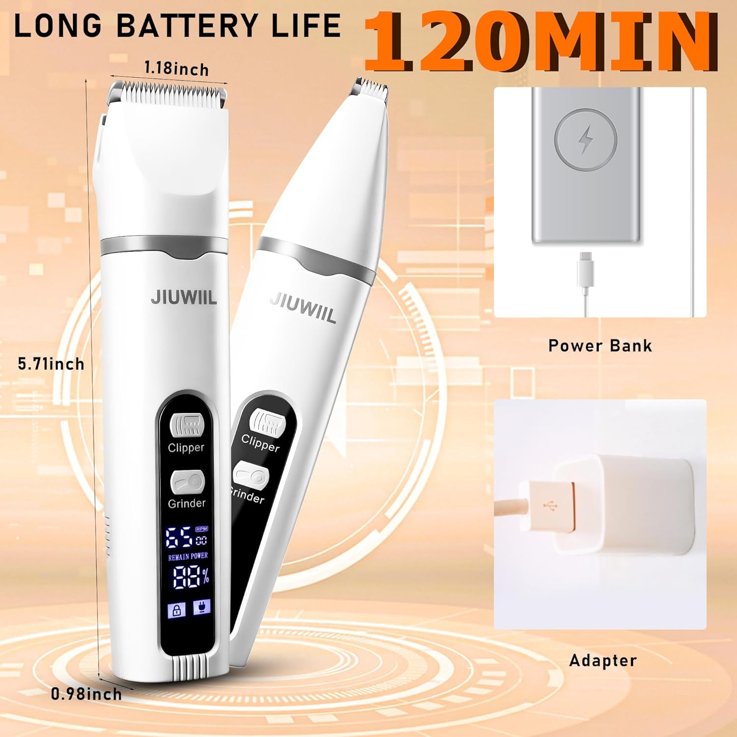 Thumbnail 2 de JIUWIIL 4-in-1 Hundepflege-Set mit Hundeschermaschine, LCD-Display & Trimmerköpfen