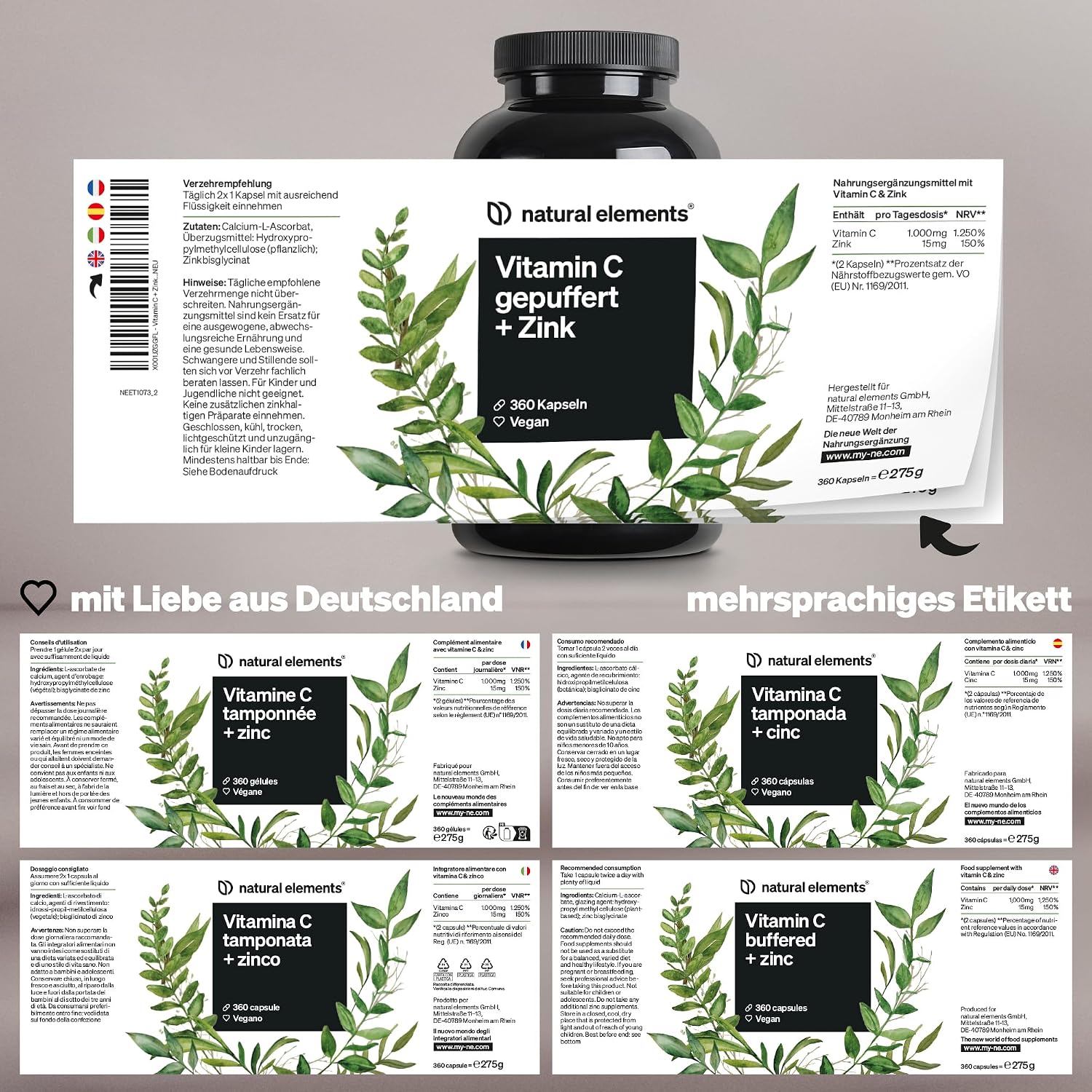 Thumbnail 4 de natural elements Vitamin C 1000 mg Kapseln