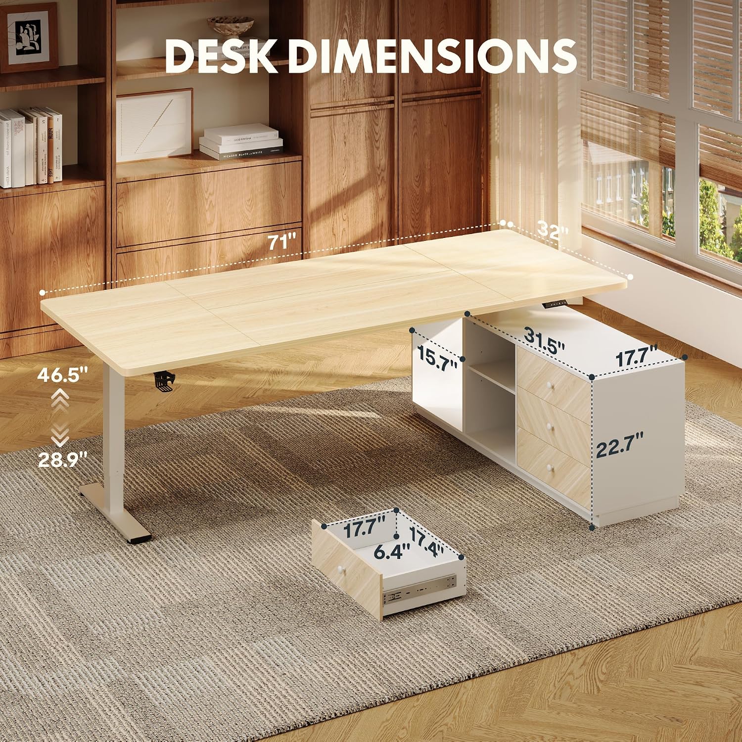 Detalle de FLEXISPOT L-Shaped Standing Desk, 71-Inch