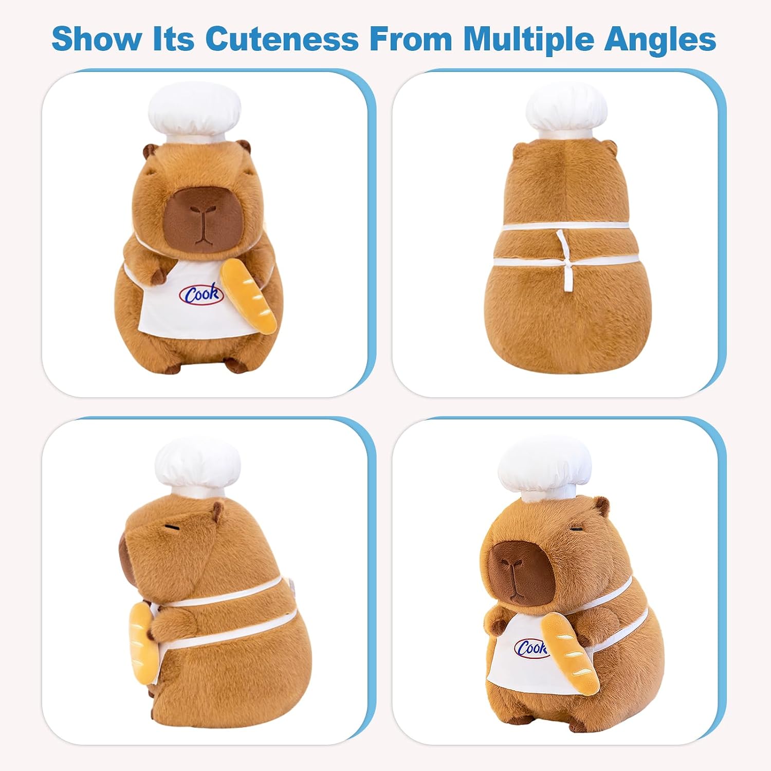 Detalle de Shownicer Capybara Plüschkissen – kuschelweiches Kuscheltier, 35 cm, CE-zertifiziert