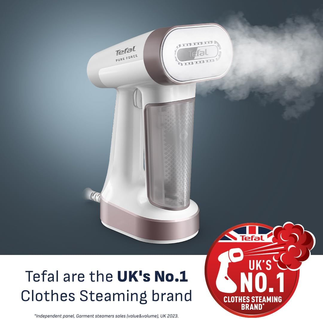 Thumbnail 1 de Tefal PureForce 2-in-1 Handheld Garment Steamer (DT8720G0) – Pink & White
