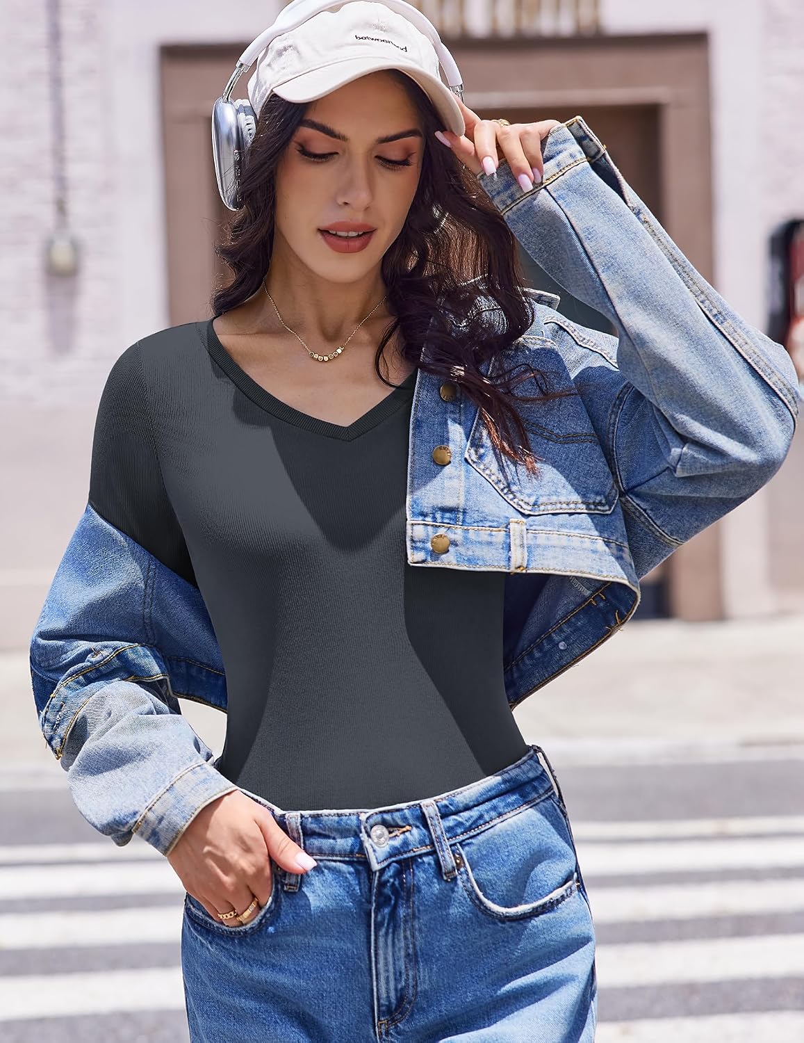 Detalle 2 de Ekouaer Women's 3-Pack Thermal Ribbed V-Neck Long-Sleeve Tops
